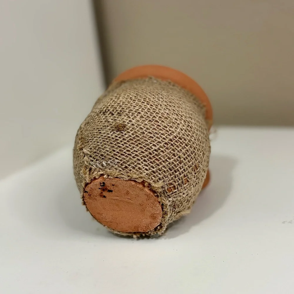 Handmade Algerian Clay Mug Rustic Burlap Wrapped Cup